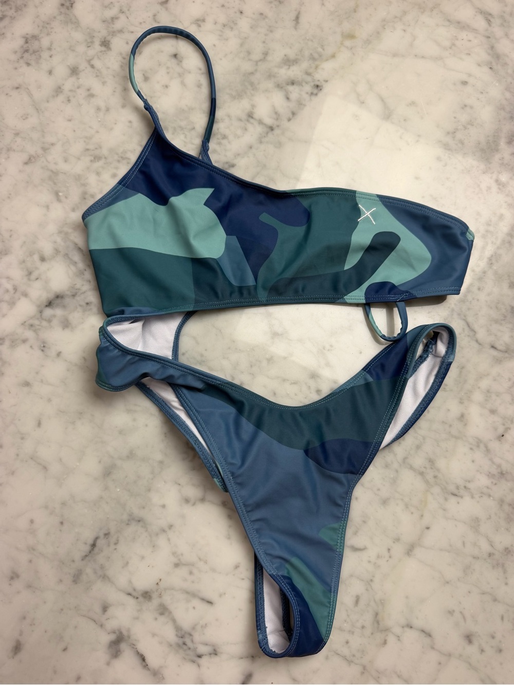 Boutine LA Teal & Navy One-Shoulder Cutout Bikini